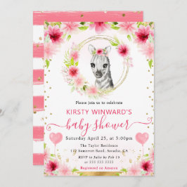 Bebisdusch för vattenfärg Cute Jungle Zebra Inbjudningar