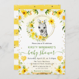 Bebisdusch för vattenfärg Cute Jungle Zebra Inbjudningar