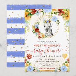 Bebisdusch för vattenfärg Cute Jungle Zebra Inbjudningar