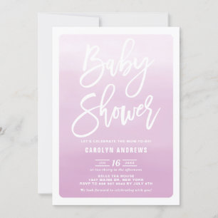 Bebisdusch för vattenfärg Lilac Ombre Calligraphy Inbjudningar