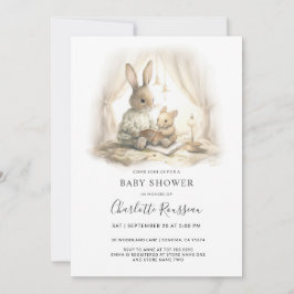 Bebisdusch för vattenfärg Mamma Baby Bunny Rabbit Inbjudningar
