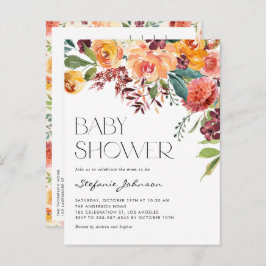 Bebisdusch för vattenfärg, Rustic Fall Flowers Inbjudan Vykort