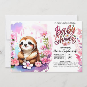 Bebisdusch för vattenfärg Sloth Stollig Inbjudningar