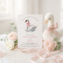 Bebisdusch för vattenfärg Svan Rosa Bow Baby Showe