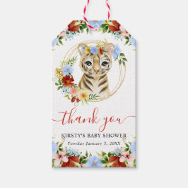 Bebisdusch för vattenfärgen Cute Jungle Tiger Blom Presentetikett