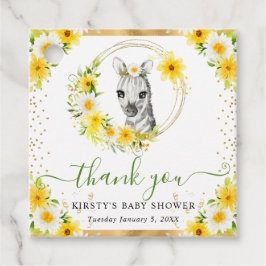 Bebisdusch för vattenfärgen Cute Jungle Zebra Blom Gåvor Etiketter