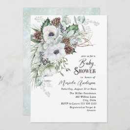 Bebisdusch för vattenfärgen Winter Anemones Flower Inbjudningar