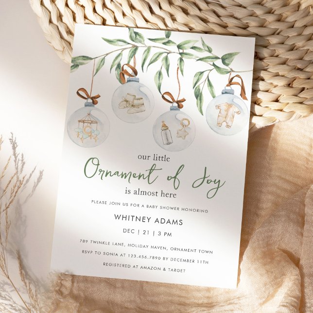 Bebisdusch för vattenfärgsfärger vinterprydnadsbar inbjudningar (Skapare uppladdad)