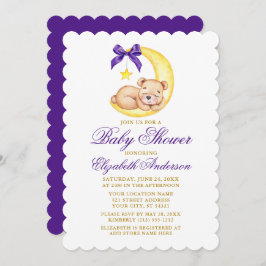 Bebisdusch för vattenfärgsfärgning Nalle Måne Lila Inbjudningar