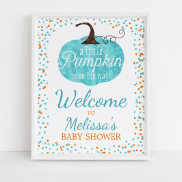 Bebisdusch för vattenfärgspumpkin Confetti Fall Bo Poster