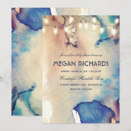 Bebisdusch för vattenfärgssträng i Ljus Inbjudningar