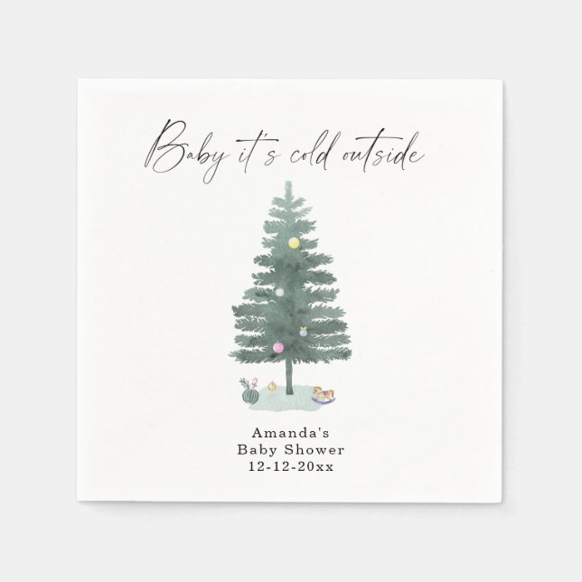 Bebisdusch för vattentfärg Julgran Pappersservett (Framsidan)