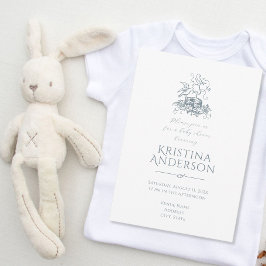 Bebisdusch för vintage fågelkapsel QR-kod Inbjudningar