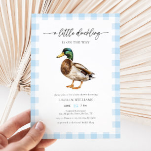 Bebisdusch för Watercolor Blue Boy Mallard Anka Inbjudningar
