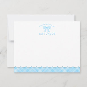 Bebisdusch för Watercolor Bow Preppy Blue Play Boy Anteckningskort