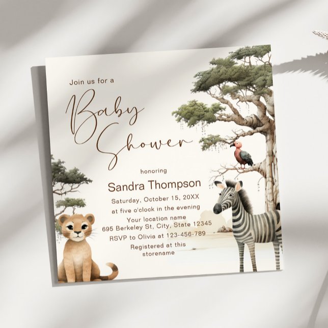 Bebisdusch för Watercolor Cute Animals Wildlife Ba Inbjudningar (Skapare uppladdad)