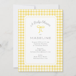 Bebisdusch för Watercolor Gingham Gult Baby Shower Inbjudningar