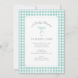 Bebisdusch för Watercolor Gingham Mint Grönt Inbjudningar