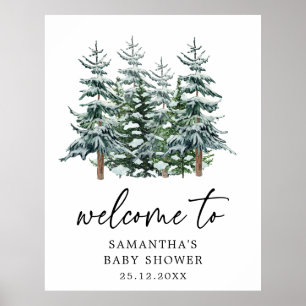 Bebisdusch för Watercolor Julgran Winter Baby Show Poster