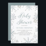 Bebisdusch för Watercolor Snöflingor Glitter Winte Inbjudningar<br><div class="desc">Familjen inbjudan och vänner med den här inbjudan till babyduschen under vintern. Den har vattenfärg snöflingor med faux silver glitter accents och modern kalligrafi. Anpassa genom att lägga till namn,  datum,  plats,  adress och så mycket mer. Den här inbjudan till babyduschen i snöflingor är perfekt för vintertema och juldagschutsar.</div>