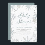 Bebisdusch för Watercolor Snöflingor Glitter Winte Inbjudningar<br><div class="desc">Familjen inbjudan och vänner med den här inbjudan till babyduschen under vintern. Den har vattenfärg snöflingor med faux silver glitter accents och modern kalligrafi. Anpassa genom att lägga till namn,  datum,  plats,  adress och så mycket mer. Den här inbjudan till babyduschen i snöflingor är perfekt för vintertema och juldagschutsar.</div>