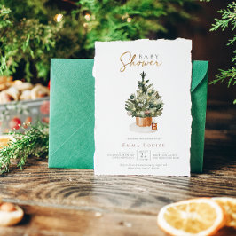 Bebisdusch för Winter Julgran Inbjudningar