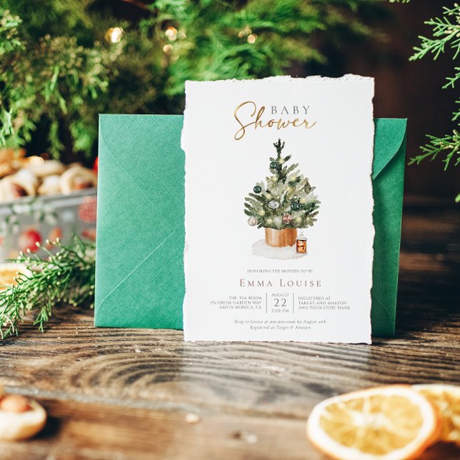 Bebisdusch för Winter Julgran Inbjudningar (Skapare uppladdad)