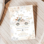 Bebisdusch för Winter Woodland Lastbil Inbjudningar<br><div class="desc">Välkomna din lilla med vår hjärtslitande Woodland Winter Baby Shower-inbjudan utskrivbar. Anpassa för att  glädjen med dina kära! BS533</div>