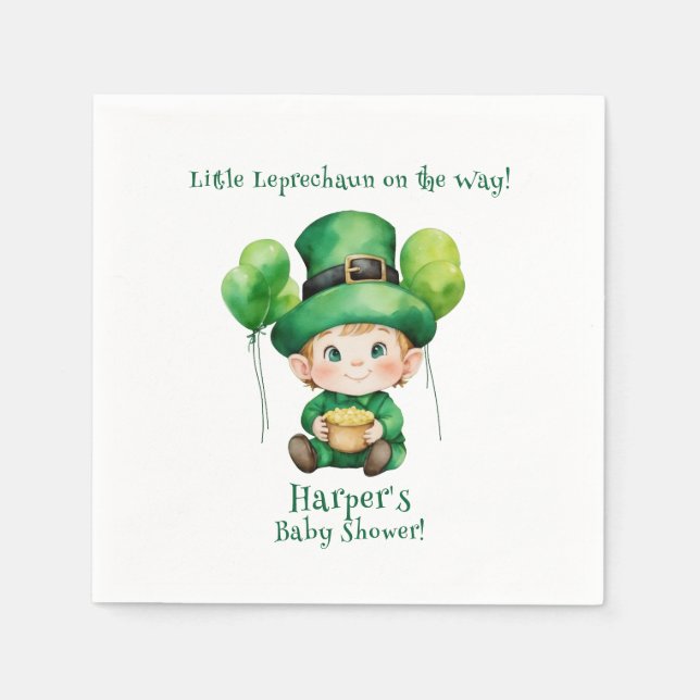 Bebisdusch i baby leprechaun pappersservett (Framsidan)