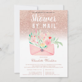 Bebisdusch i blommigten ro glitter via e-post inbjudningar