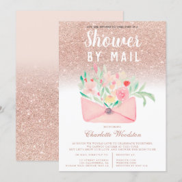 Bebisdusch i blommigten ro glitter via e-post inbjudningar