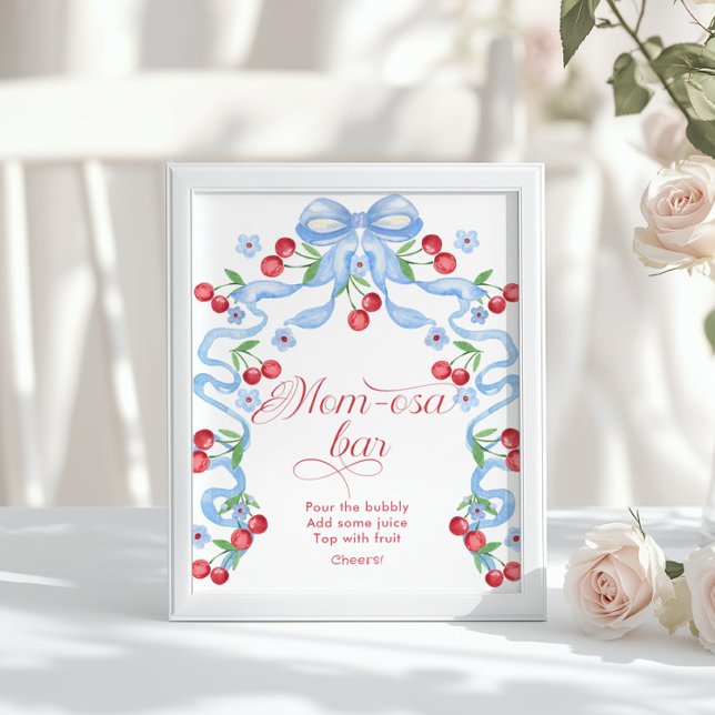 Bebisdusch i Cherry Blue Bow Momosa pub Poster (Skapare uppladdad)