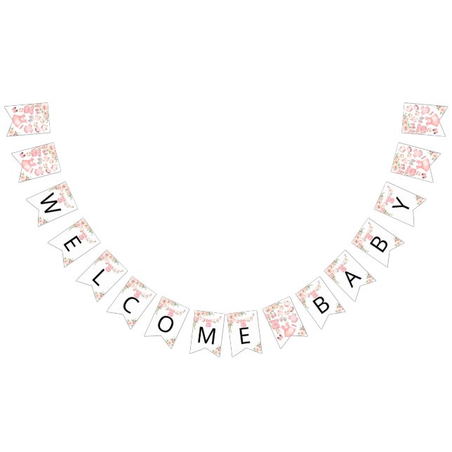 Bebisdusch i flicka Bunting Flaggor (Alla)