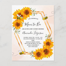 Bebisdusch solblommor ro guld inbjudan
