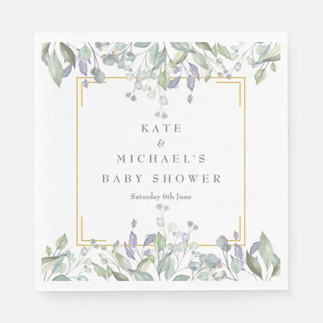 Bebisdusch/Sprinkle/Par Blommigt för vattenfärg Pappersservett (Framsidan)