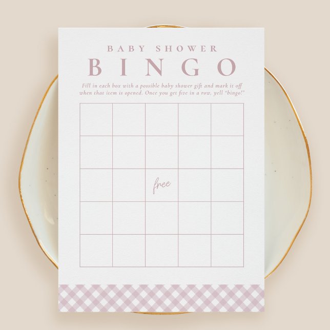 Bebisduschbingo Söt rosa gingham party-kort Inbjudningar (Skapare uppladdad)