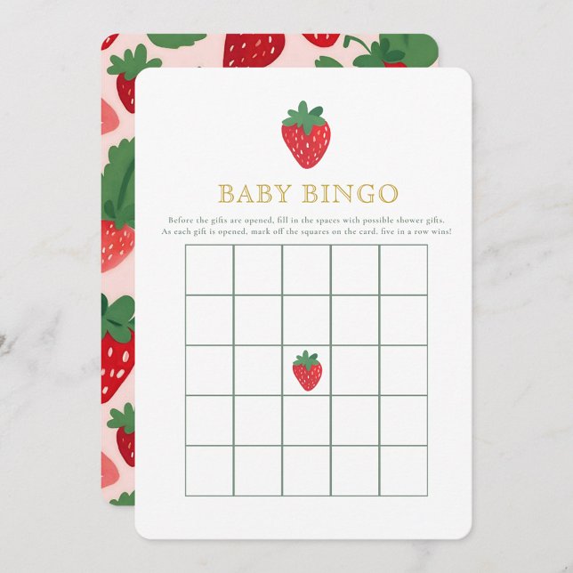Bebisduschen Baby Bingo i Berry Strawberry Baby Sh Inbjudningar (Skapare uppladdad)