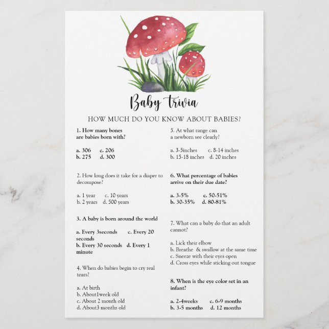 Bebisduschen Baby Trivia, skogsvampar (Framsida)