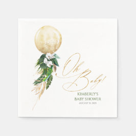 Bebisduschen guld Balloon Tropical Greenery Garlan Pappersservett