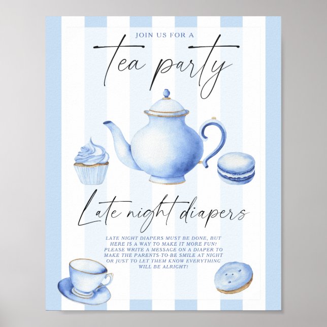 Bebisduschen i Tea party Late night Diaper match Poster (Framsidan)