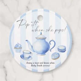 Bebisduschen i Tea Party! När hon poppar! Gåvor Etiketter