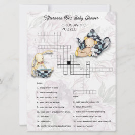 Bebisduschkort för tea Party Crossword Puzzle Card