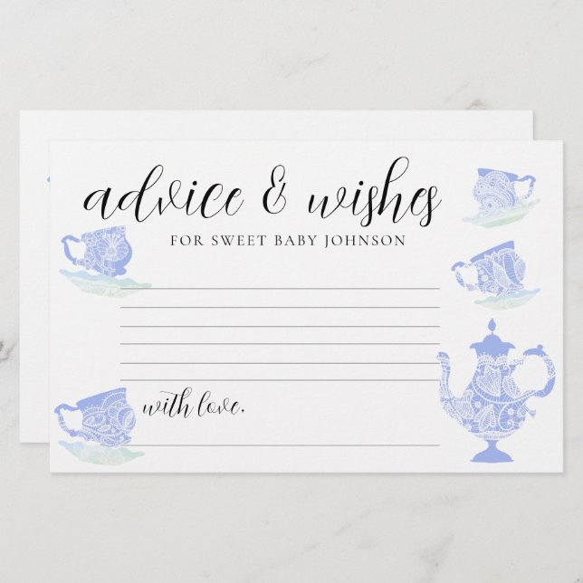 Bebisduschkort - kapsel-kort Tea Chinan Snöre Guld Brevpapper (Fram/baksida)