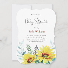 Bebisduschkort med solblommor. inbjudningar