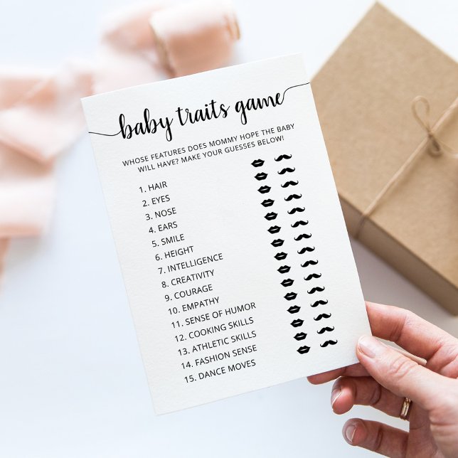 Bebisegenskaper spel Baby Shower fest spel Kort (Skapare uppladdad)