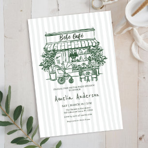 bebisen är på väg Hem cafe tema BABY Shower Inbjudningar