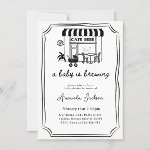 bebisen bryggs Hem cafe tema BABY SHOWER Inbjudningar
