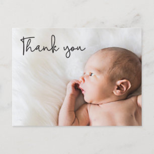Bebisfoto tackkort för baby shower anpassat meddelande vykort