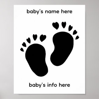 bebisfötteravtryck med hjärtatår poster