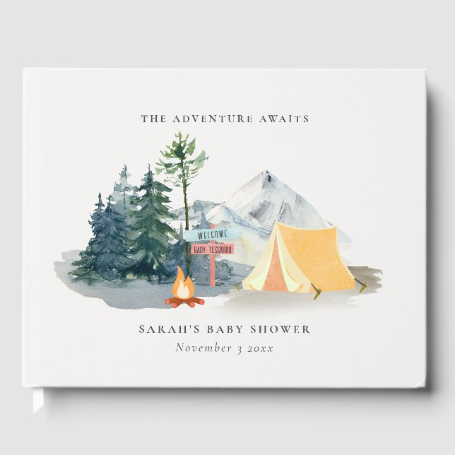 Bebisstölder för Gräs Camping Mountain Baby Shower Gästböcker (Framsida)